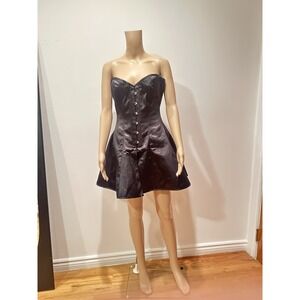 Black Strapless Boned Corset Mini Dress – Flared Skirt | Statement Party Look
